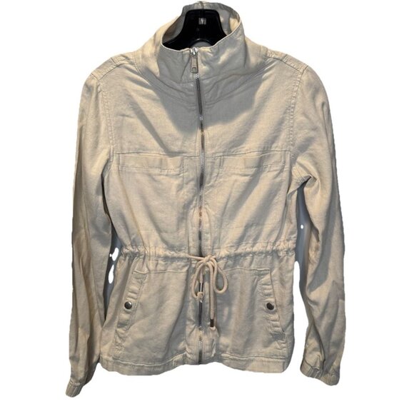 Old Navy Jackets & Blazers - Old Navy Cream Linen Blend Womens Long Sleeve Utility Jacket XS Minimalist
